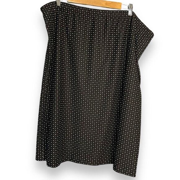 VTG Just 4 INC Knee Length Skirt Women's 22 Black Polka Dot Academia Preppy Slit - Picture 2 of 10
